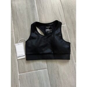 Pinko E-Clique Black Sports Bra Racerback Cutout Detail Athleisure Size S NWT